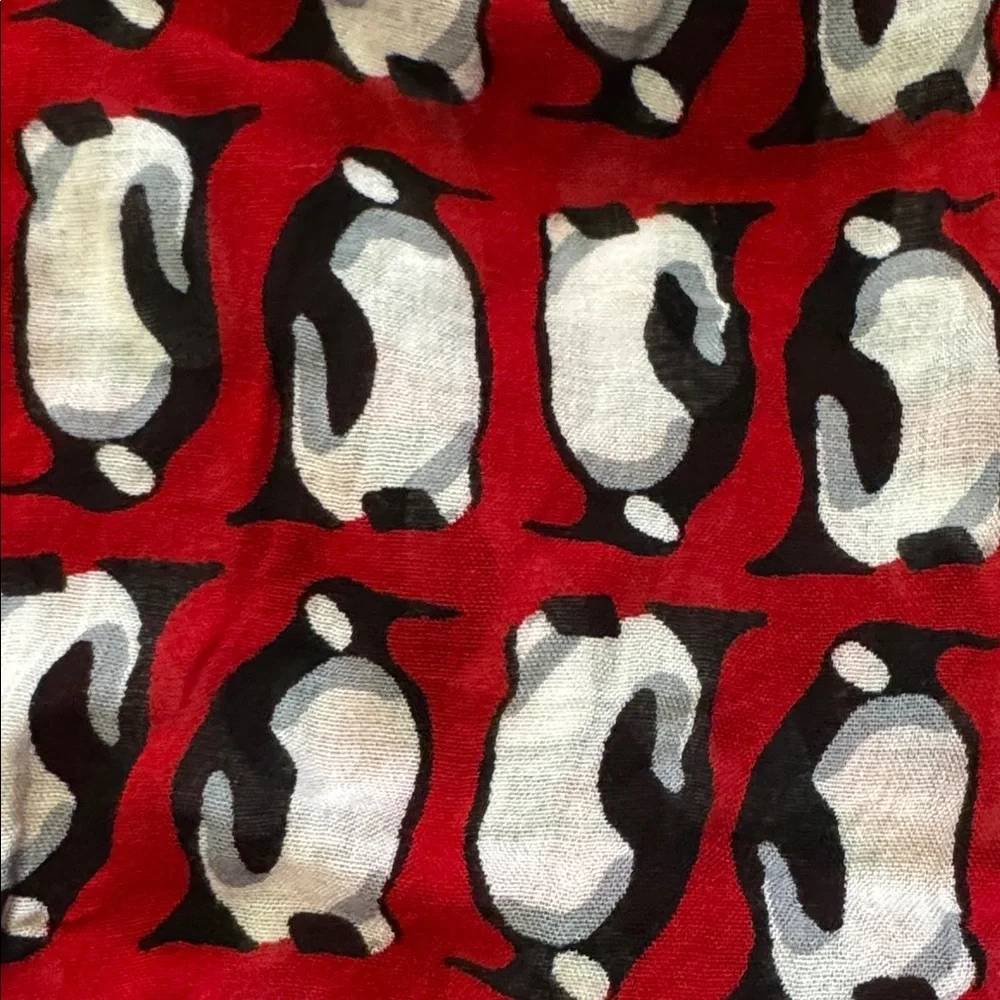 Vera Bradley Red Penguin Print Lightweight Wrap Scarf